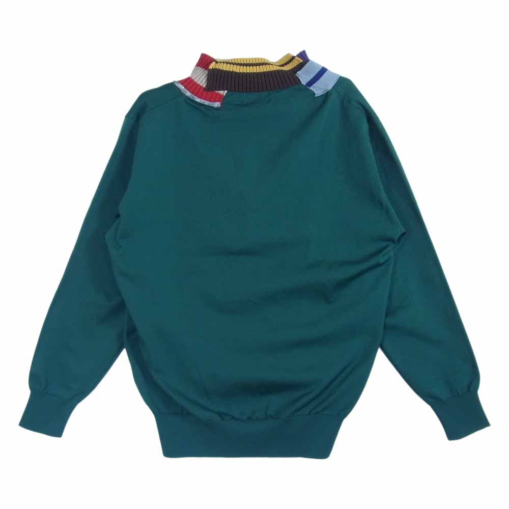 kolor カラー 22SS 22SCM-N03301 contrast-collar knit jumpe コントラスト セーター グリーン系 3【新古品】【未使用】【中古】