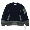 Sacai サカイ 22ss 22-02786Ｍ Nylon Twill Mix Sponge Sweat Pullover ナイロン ツイル ミックス スポンジ プルオーバー MA-1 ドッキング スウェット 黒カーキ系 3【極上美品】【中古】
