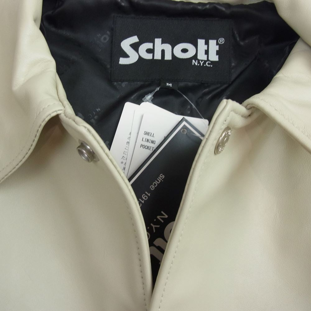 schott ショット 3121026 シープスキン レザー コーチ ジャケット ベージュ系 M【中古】