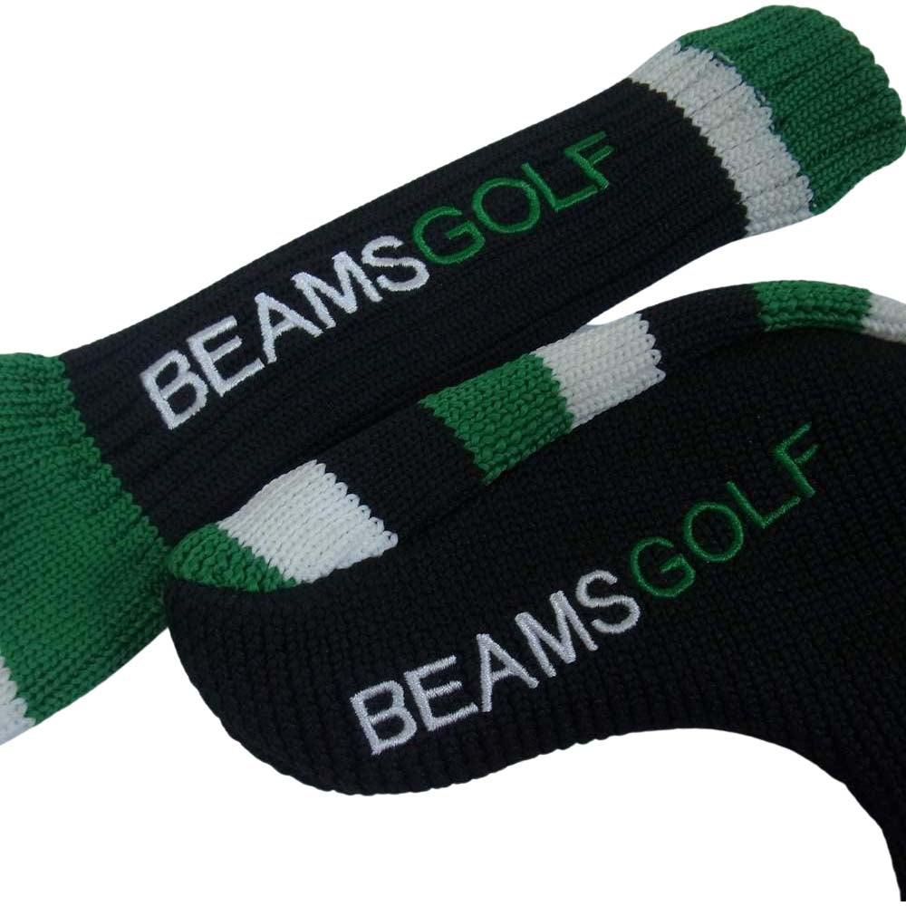 BEAMS ビームス GOLF ゴルフ クラブケース ヘッドカバー 5点 黒緑白系【中古】