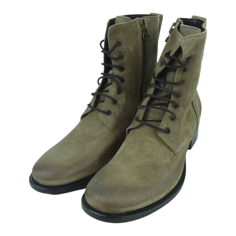 BUTTERO ブッテロ B2964 USGBI10 サイドジップ レースアップ レザー ブーツ グレイッシュカーキ系 40【極上美品】【中古】