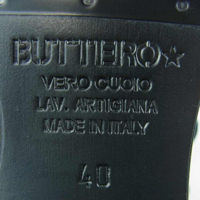 BUTTERO ブッテロ B2964 USGBI10 サイドジップ レースアップ レザー ブーツ グレイッシュカーキ系 40【極上美品】【中古】