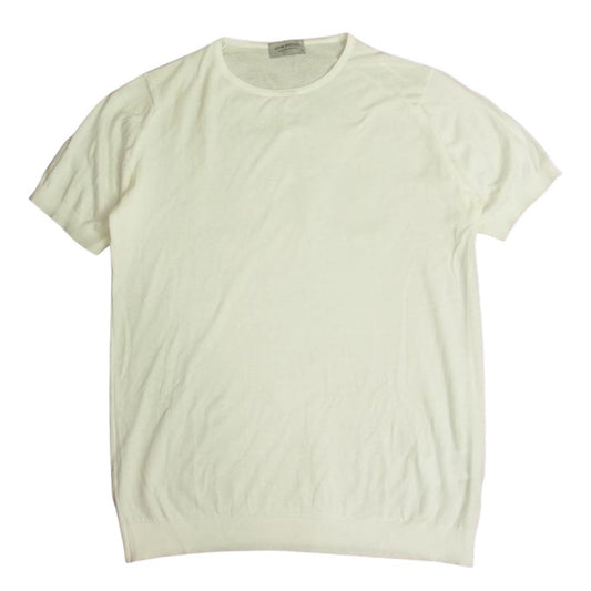 JOHN SMEDLEY ジョンスメドレー コットン クールネック ニット Tシャツ ホワイト系 M【中古】