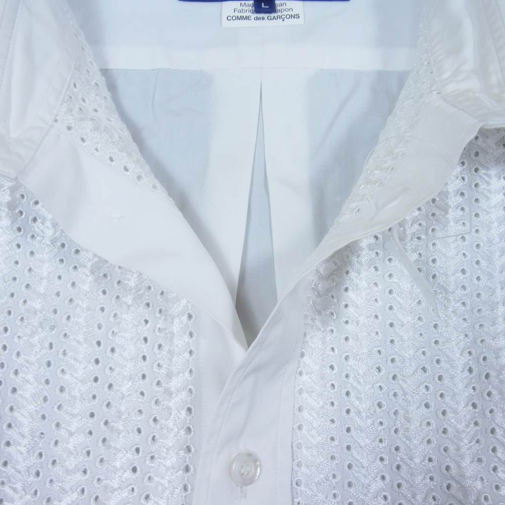 COMME des GARCONS コムデギャルソン JUNYA WATANABE MAN ジュンヤワタナベ WP-B031 AD2015 ドレス 刺繍 シャツ ホワイト系 L【中古】