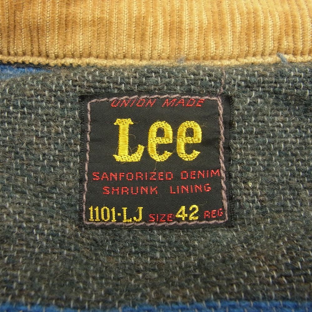 The REAL McCOY'S ザリアルマッコイズ Lee リー 1101-LJ 実名復刻 裏地ブランケット 襟コーデュロイ デニム ジャケット インディゴブルー系 42【中古】