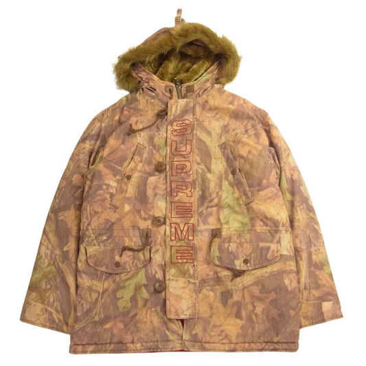 Supreme シュプリーム 19AW Spellout N-3B Parka 迷彩 カモ柄 スペルアウト N3B パーカー ブラウン系 S【極上美品】【中古】