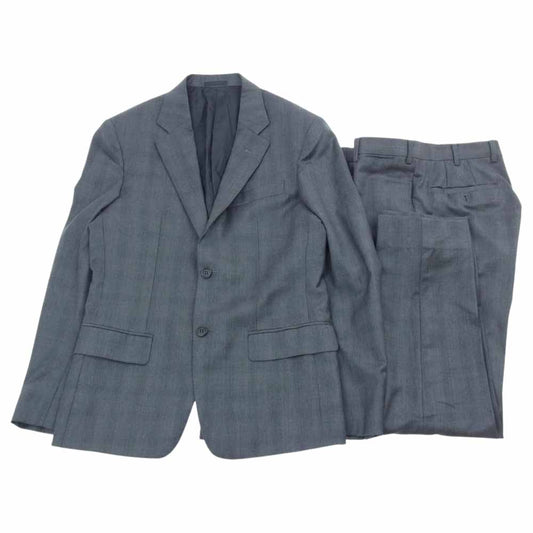 PRADA プラダ スーツ セットアップ テーラード ジャケット シングル パンツ スラックス チェック グレー系 46R【中古】