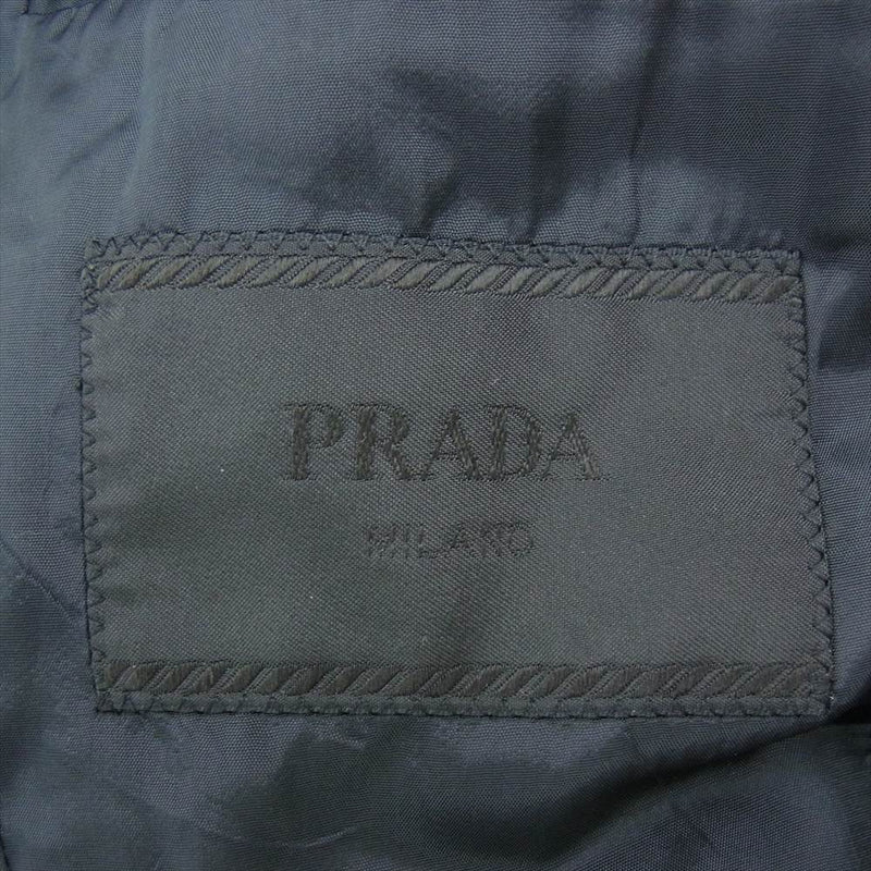 PRADA プラダ スーツ セットアップ テーラード ジャケット シングル パンツ スラックス チェック グレー系 46R【中古】