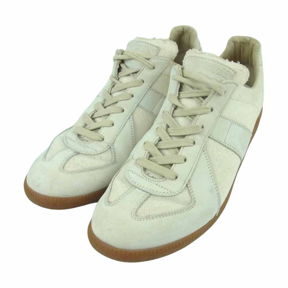 MAISON MARGIELA メゾンマルジェラ 22ライン REPLICA レプリカ ジャーマントレーナー ラムスキン ローカット スニーカー 42 ベージュ系 サイズ表記なし実寸26.5cm【中古】