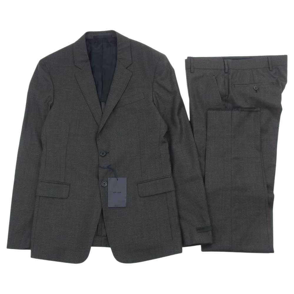 PRADA プラダ 2B スーツ セットアップ シングル ブラウン ダークブラウン系 46R【中古】
