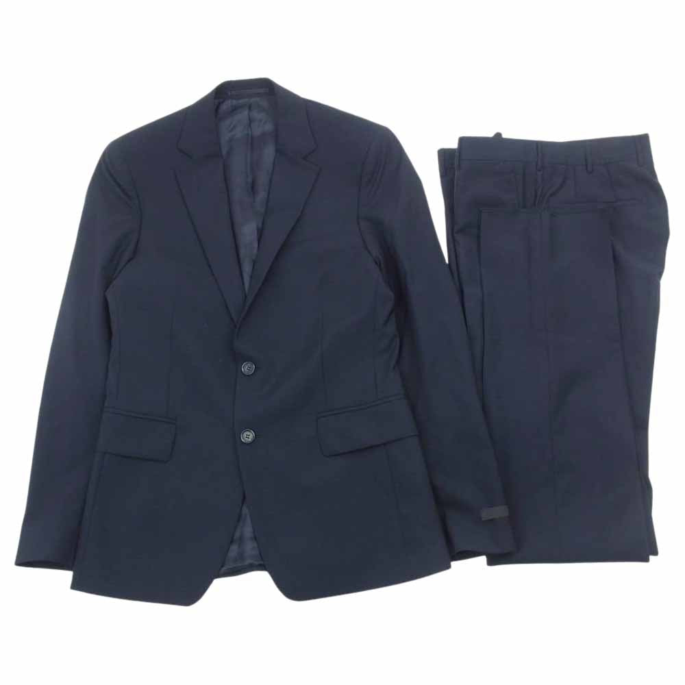 PRADA プラダ スーツ セットアップ テーラード ジャケット シングル パンツ スラックス ネイビー ダークネイビー系 46R【中古】