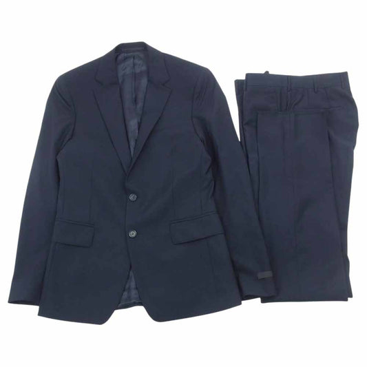 PRADA プラダ スーツ セットアップ テーラード ジャケット シングル パンツ スラックス ネイビー ダークネイビー系 46R【中古】