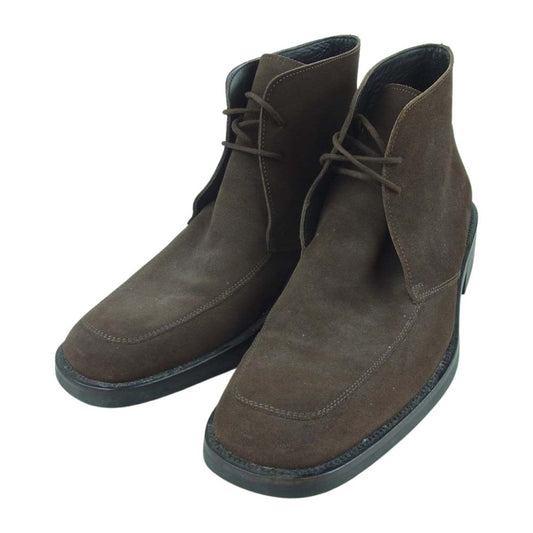 GUCCI グッチ 114 0257 0 スエード レザー チャッカ ブーツ イタリア製 ダークブラウン系 42 42 E【中古】