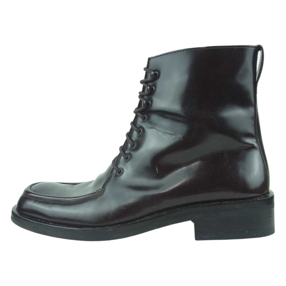 GUCCI グッチ 114 0149 ガラス レザー レース アップ ブーツ イタリア製 40.5 E【中古】