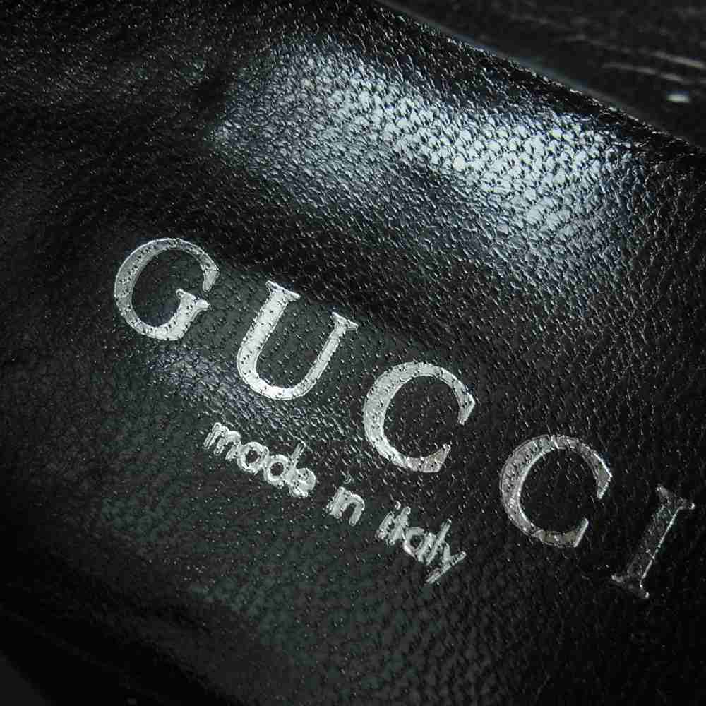 GUCCI グッチ 114 0149 ガラス レザー レース アップ ブーツ イタリア製 40.5 E【中古】