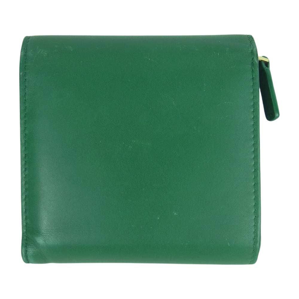 BOTTEGAVENETA ボッテガヴェネタ ロッククロージャー３つ折り カーフレザー 財布 イタリア製 レーシンググリーン【中古】