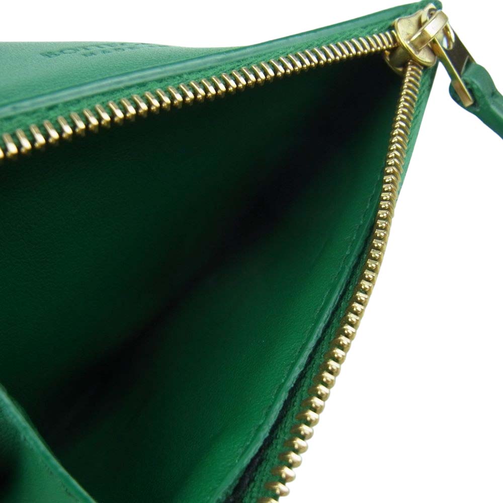 BOTTEGAVENETA ボッテガヴェネタ ロッククロージャー３つ折り カーフレザー 財布 イタリア製 レーシンググリーン【中古】