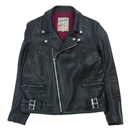 ADDICT CLOTHES アディクトクローズ AD-02 DOUBLE RIDERS JACKET 鹿革 ディアスキン ダブル ライダース ジャケット ブラック系 40【中古】