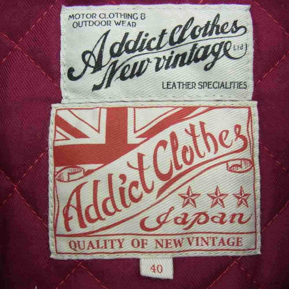 ADDICT CLOTHES アディクトクローズ AD-02 DOUBLE RIDERS JACKET 鹿革 ディアスキン ダブル ライダース ジャケット ブラック系 40【中古】