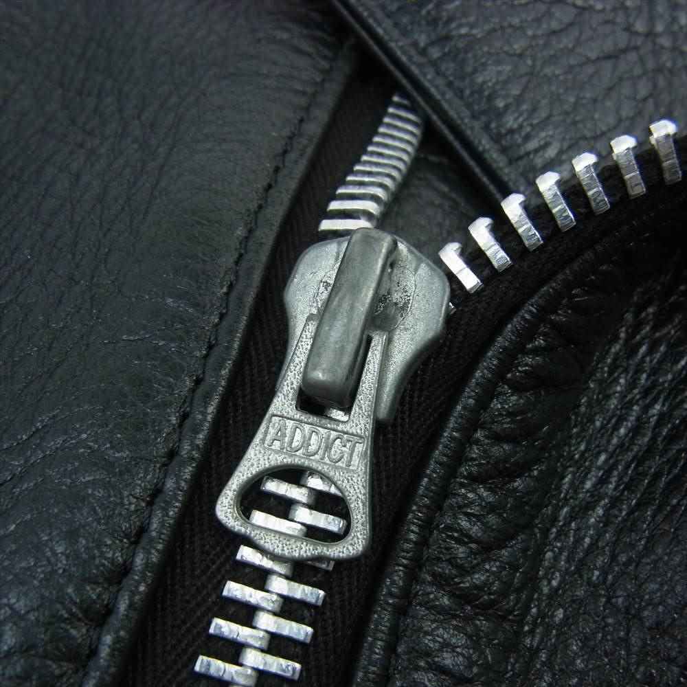 ADDICT CLOTHES アディクトクローズ AD-02 DOUBLE RIDERS JACKET 鹿革 ディアスキン ダブル ライダース ジャケット ブラック系 40【中古】
