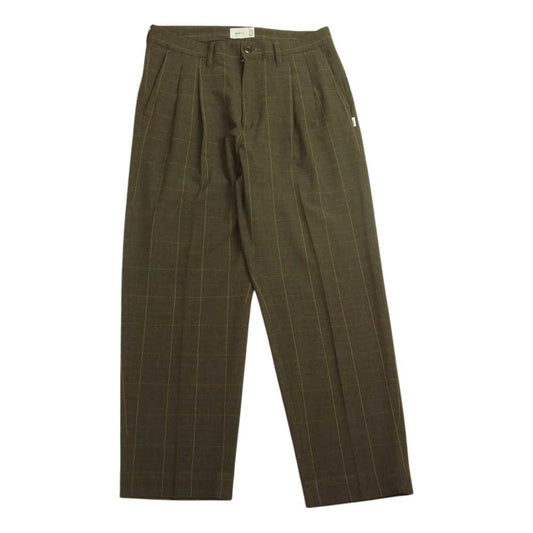 WTAPS ダブルタップス 20SS 201BRDT-PTM07 TUCK TROUSERS BROWN タック トラウザーズ チェック パンツ ブラウン系 S【美品】【中古】