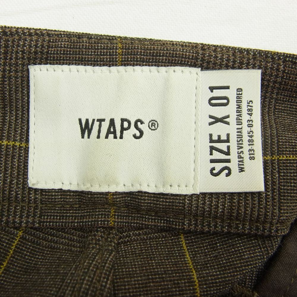 WTAPS ダブルタップス 20SS 201BRDT-PTM07 TUCK TROUSERS BROWN タック トラウザーズ チェック パンツ ブラウン系 S【美品】【中古】