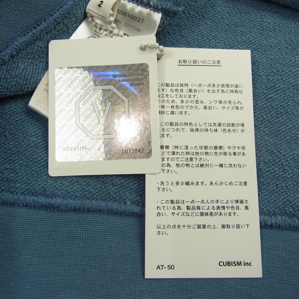 VISVIM ビズビム 18AW 0118205010037 JUMBO HOODIE P.O NUMBERING ジャンボ フーディー プルオーバー パーカー ブルー系 2【中古】