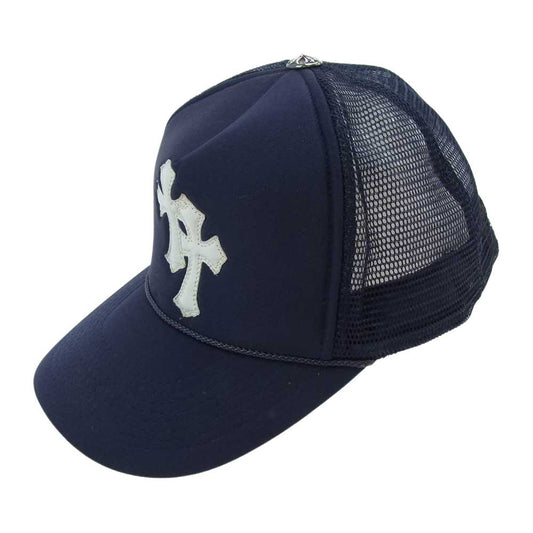 CHROME HEARTS クロムハーツ（原本無） TRUCKER CAP クロスパッチ メッシュ トラッカーキャップ ネイビー系【中古】