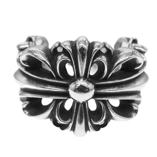CHROME HEARTS クロムハーツ（原本無） DBL FLRL CRS RING ダブルフローラル クロス リング シルバー系【中古】