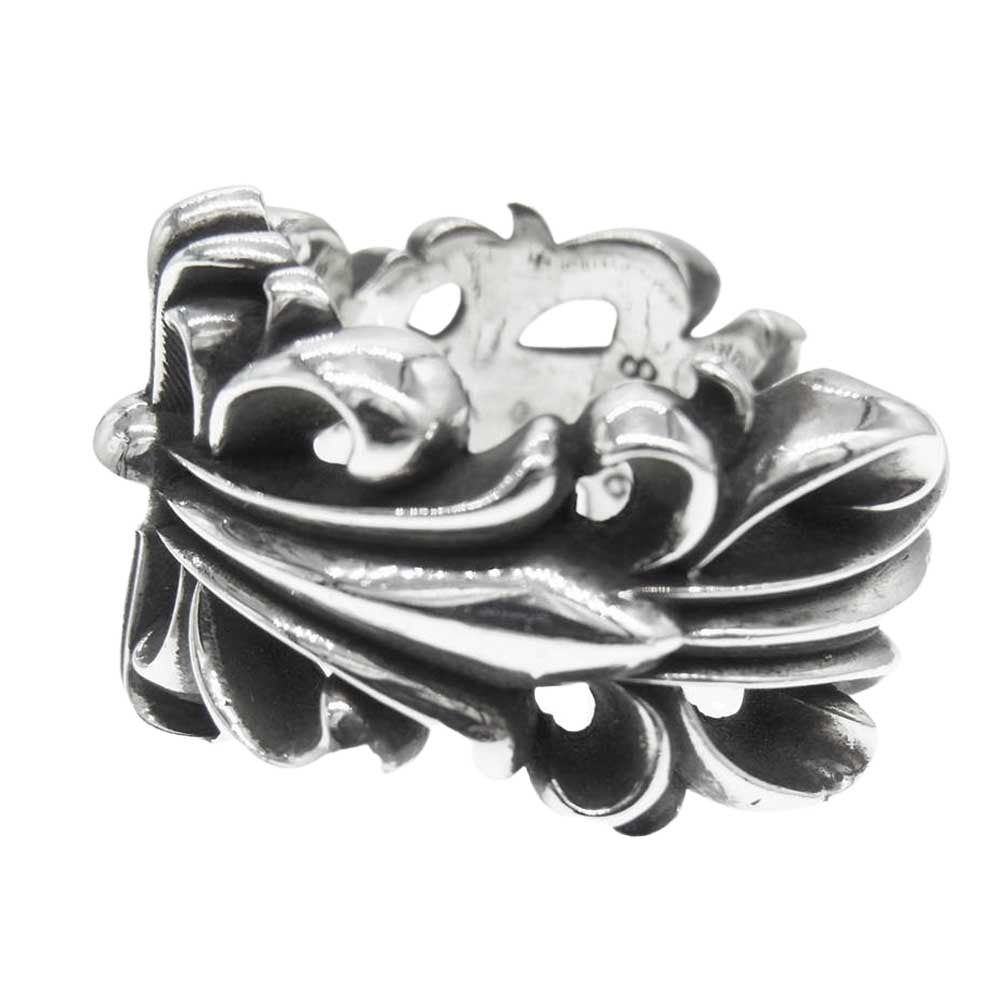 CHROME HEARTS クロムハーツ（原本無） DBL FLRL CRS RING ダブルフローラル クロス リング シルバー系【中古】
