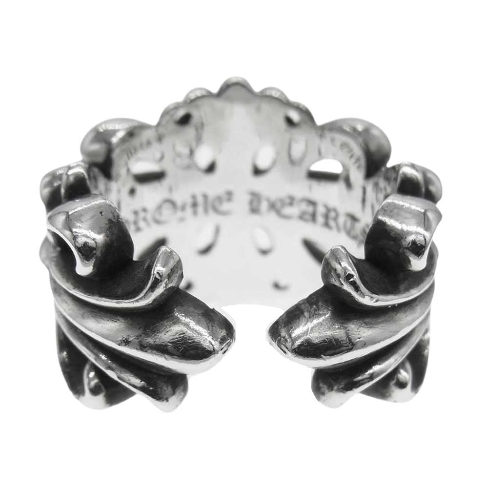 CHROME HEARTS クロムハーツ（原本無） DBL FLRL CRS RING ダブルフローラル クロス リング シルバー系【中古】