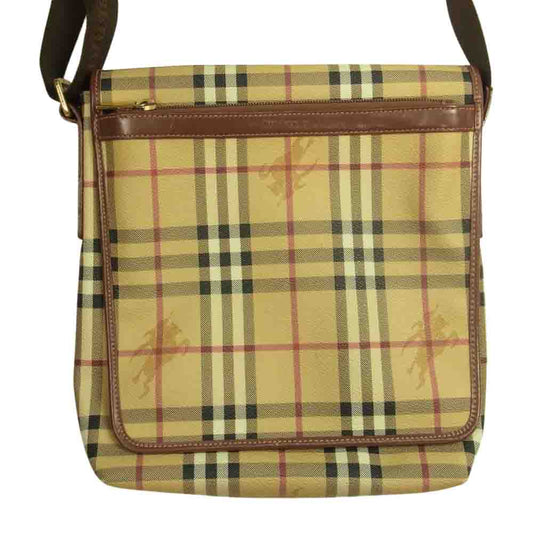 BURBERRY バーバリー T-03-2 ノバチェック レザー ショルダーバッグ ベージュ系【中古】