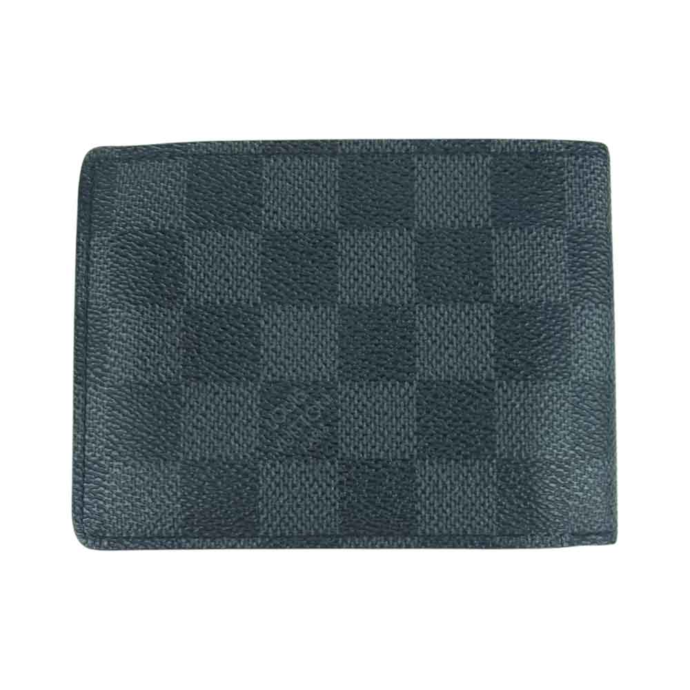 LOUIS VUITTON ルイ・ヴィトン N62663 イニシャル入り ダミエ グラフィット ポルトフォイユ ミュルティプル 財布 ブラック系【中古】