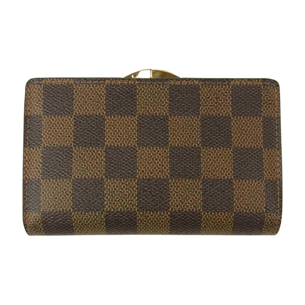 LOUIS VUITTON ルイ・ヴィトン N61674 ダミエ エベヌ ポルトフォイユ ヴィエノワ がま口 二つ折り 財布 ブラウン系【中古】