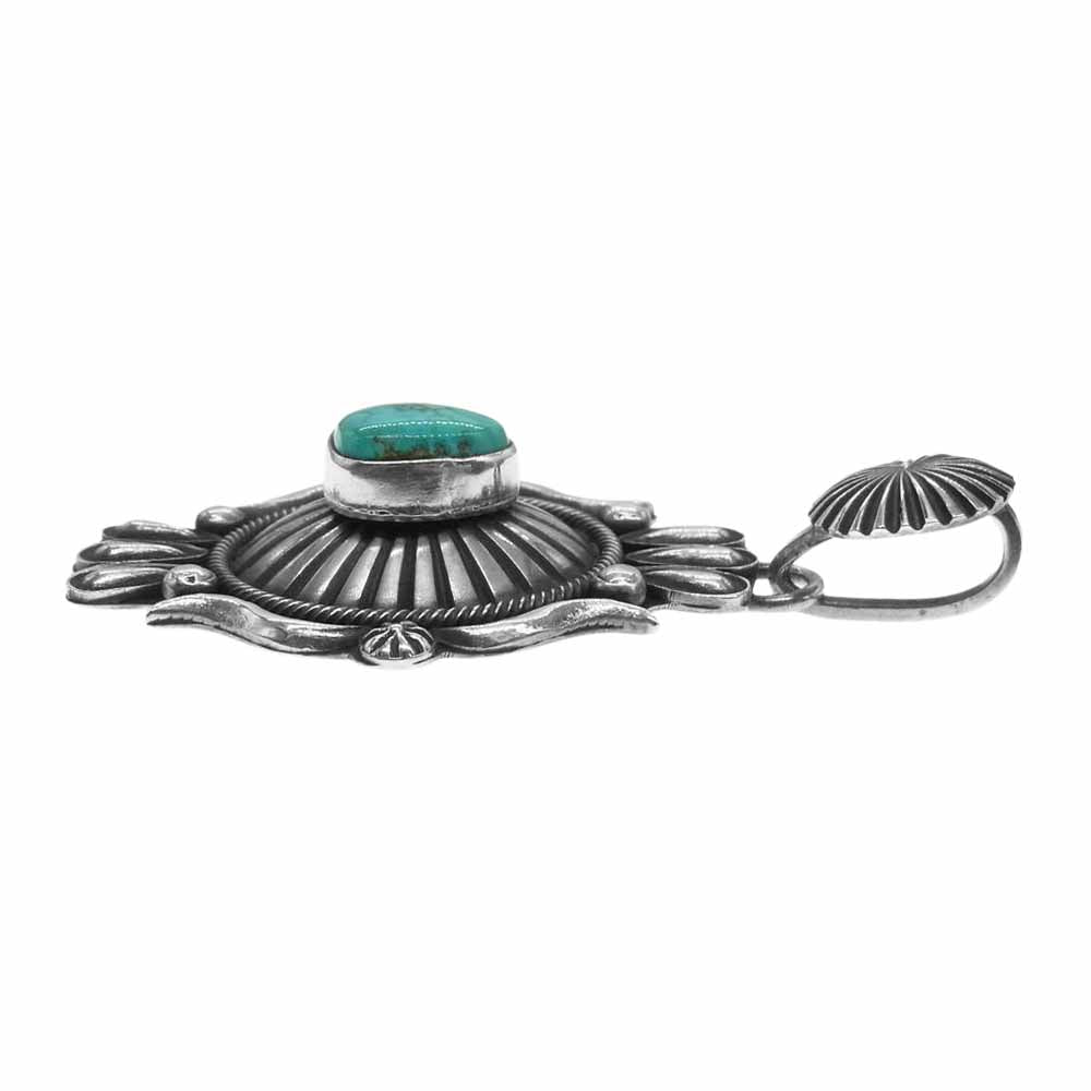 デルバート ゴードン Navajo ナバホ族 ターコイズ ペンダントトップ シルバー系【中古】