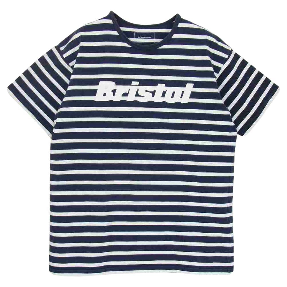 F.C.R.B. エフシーアールビー FCRB-167036 ボーダー ロゴ プリント 半袖 Tシャツ ネイビー系 M【中古】
