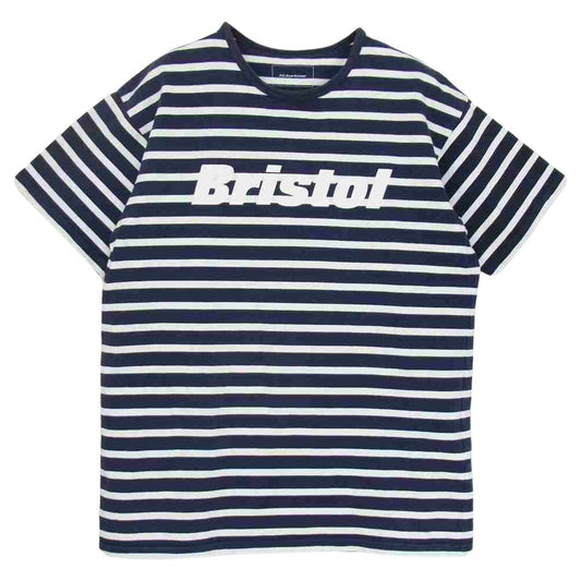 F.C.R.B. エフシーアールビー FCRB-167036 ボーダー ロゴ プリント 半袖 Tシャツ ネイビー系 M【中古】