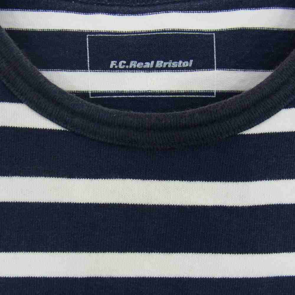 F.C.R.B. エフシーアールビー FCRB-167036 ボーダー ロゴ プリント 半袖 Tシャツ ネイビー系 M【中古】