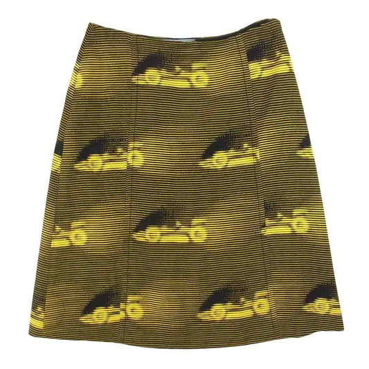 PRADA プラダ P155M R172 1QWP プリント 総柄 スカート イエロー系 40【中古】