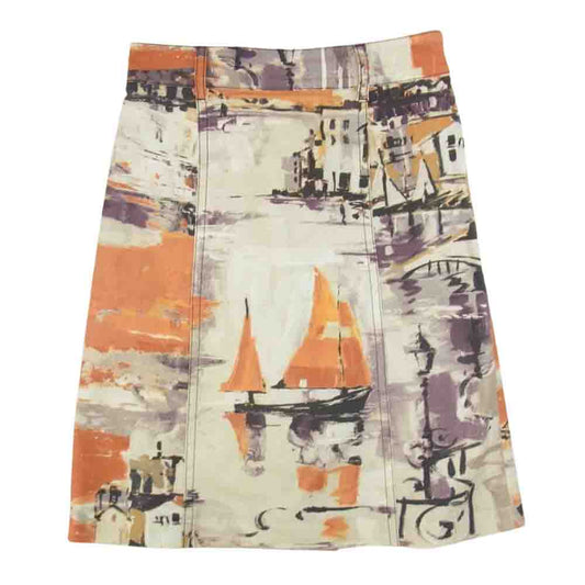 PRADA プラダ GFD097 S172 1PJS 国内正規品 ペイント 総柄 コットン スカート マルチカラー系 36【中古】