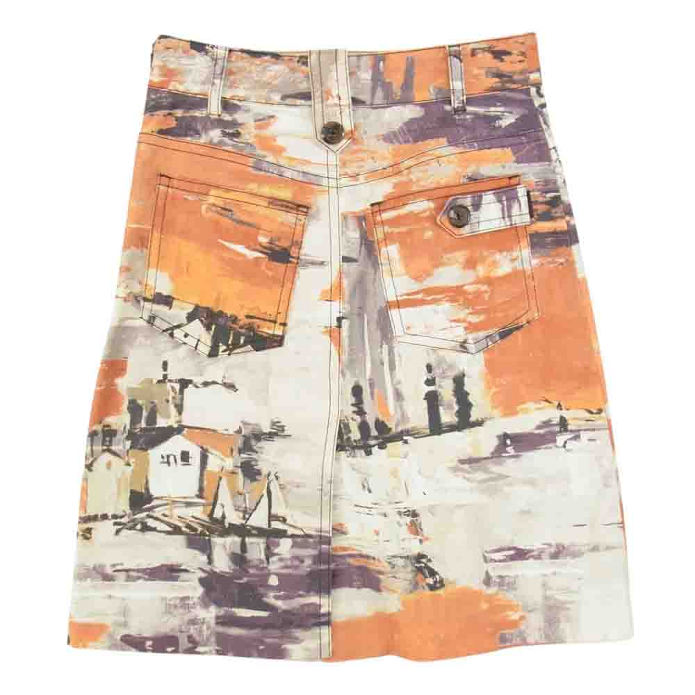 PRADA プラダ GFD097 S172 1PJS 国内正規品 ペイント 総柄 コットン スカート マルチカラー系 36【中古】