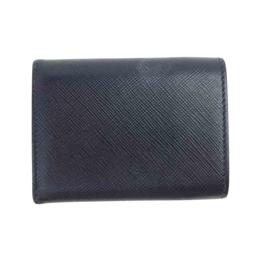 PRADA プラダ 1MH021 SAFFIANO LETTER サフィアーノ レザー 三つ折り コンパクト ウォレット ブラック系【中古】