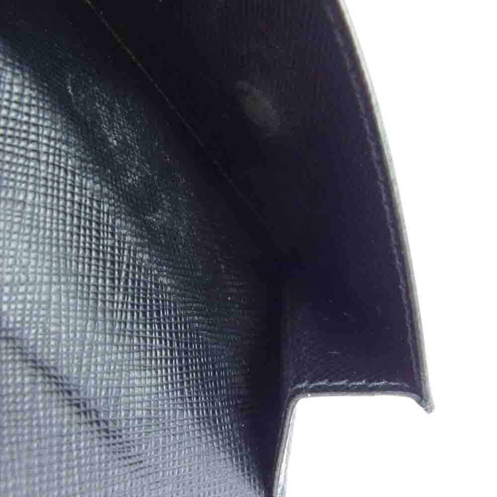 PRADA プラダ 1MH021 SAFFIANO LETTER サフィアーノ レザー 三つ折り コンパクト ウォレット ブラック系【中古】