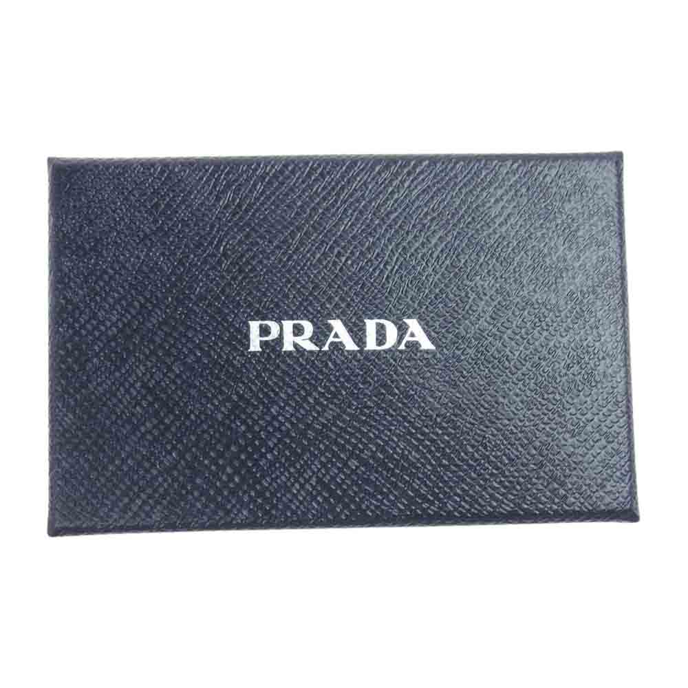PRADA プラダ 1MH021 SAFFIANO LETTER サフィアーノ レザー 三つ折り コンパクト ウォレット ブラック系【中古】