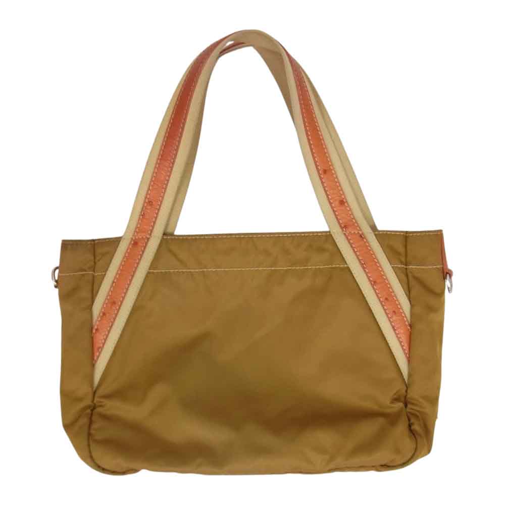 PRADA プラダ ナイロン ブローチ付き ハンドバッグ ブラウン系【中古】