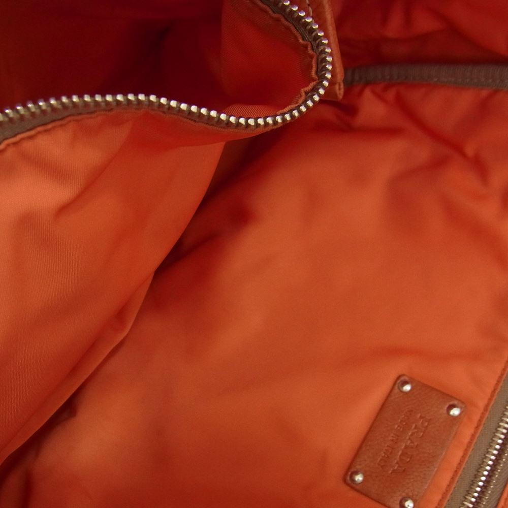 PRADA プラダ ナイロン ブローチ付き ハンドバッグ ブラウン系【中古】