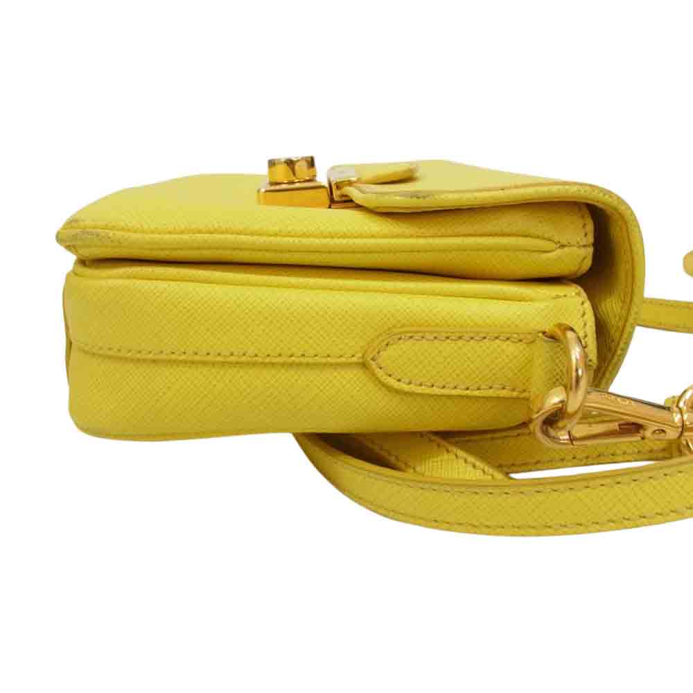 PRADA プラダ BT0959 SAFFIANO LUX HANDBAGS 2way サフィアーノ ショルダー ハンドバッグ イエロー系【中古】