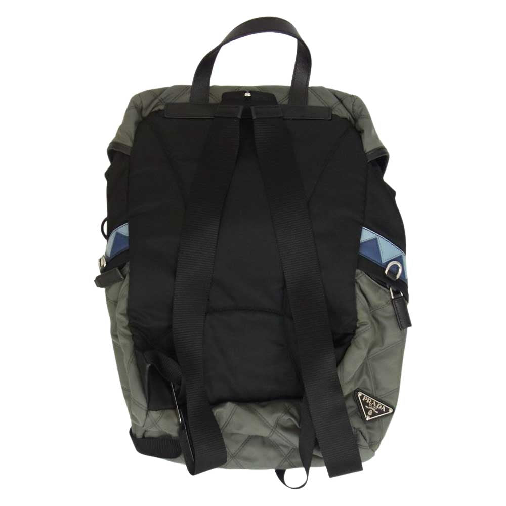 PRADA プラダ 1BZ039 ナイロン 切替 キルティング バックパック グレー系【中古】