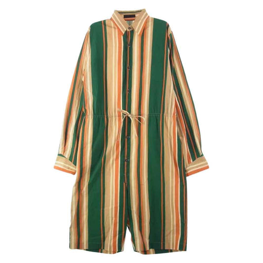 PRADA プラダ 22SS SC567_10EN_F077U_S_221 国内正規品 エメラルドグリーン プリント コットン ショート ジャンプスーツ オレンジ系 グリーン系 ベージュ系 M【中古】
