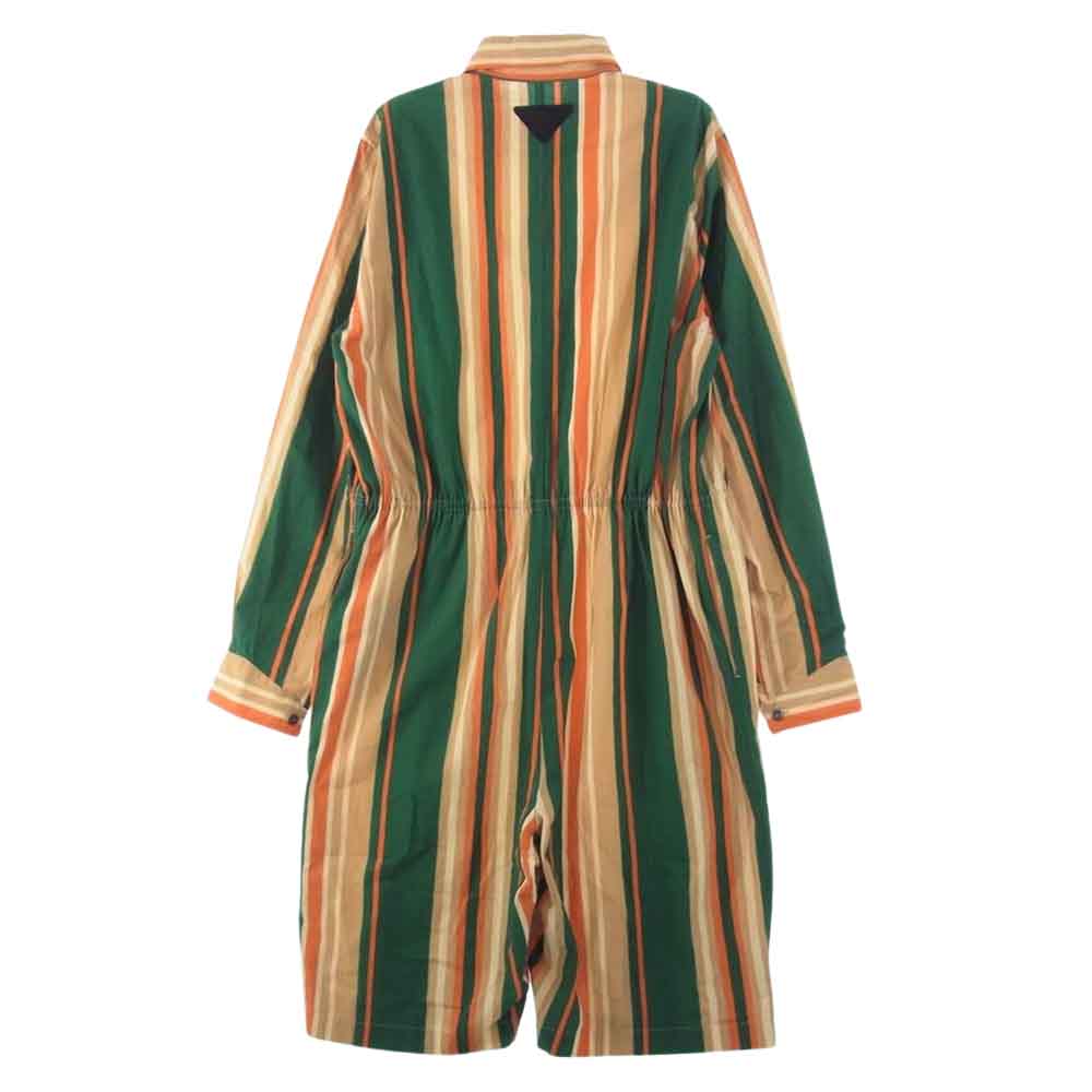 PRADA プラダ 22SS SC567_10EN_F077U_S_221 国内正規品 エメラルドグリーン プリント コットン ショート ジャンプスーツ オレンジ系 グリーン系 ベージュ系 M【中古】